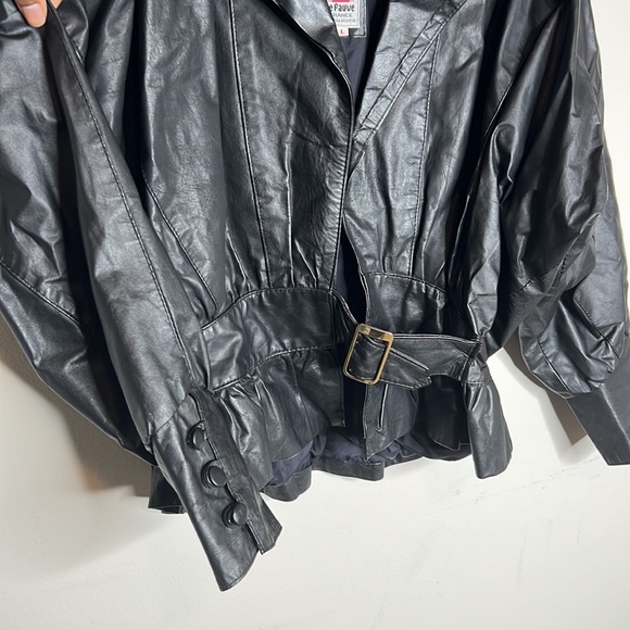 Le Fauve Leather Biker Jacket w/ Adjustable Waist Belt - Size L - Picture 5 of 7